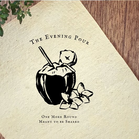 Vintage Cocktail Illustration Rubber Stamp Rubberstempel