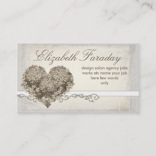vintage coeur d'amour floral cartes de visite