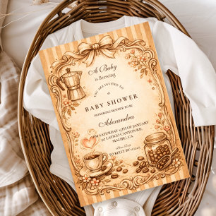 Vintage Coffee Baby Shower Kaart