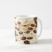 Vintage Coffee Beans Pattern Mug - Rustic Café Sty (Devant droit)