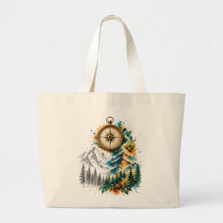 Vintage Coffee Explorer Mountain Boodschaptas Grote Tote Bag