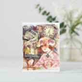 Vintage Coffee Lady Briefkaart (Staand voorkant)