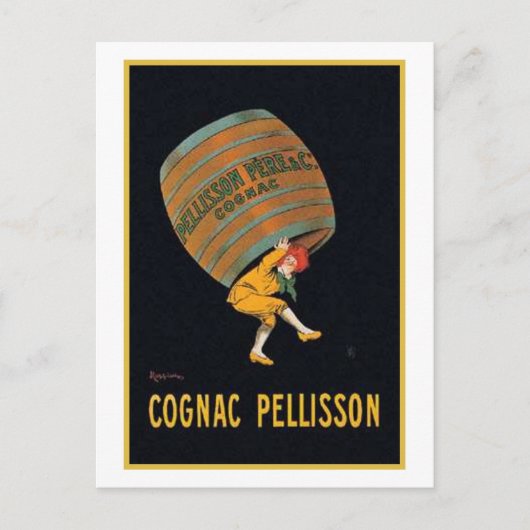Vintage Cognac Pellisson Ad Briefkaart (Voorkant)