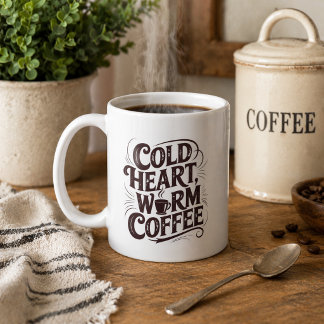 Vintage Cold Heart Warm Coffee  Koffiemok