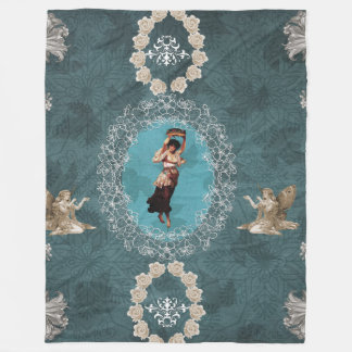 Vintage collage fleece deken