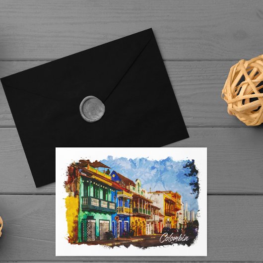 Vintage-Colombia Waterverf Briefkaart