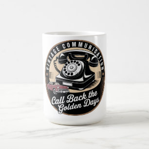 "Vintage Communicatie" Retro Embleem Ontwerp Koffiemok
