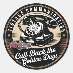 "Vintage Communication" Retro Embleem Ontwerp Ronde Sticker