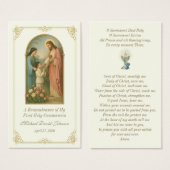 Vintage Communion Catholic Remembrance Holy Card (Devant & derrière)