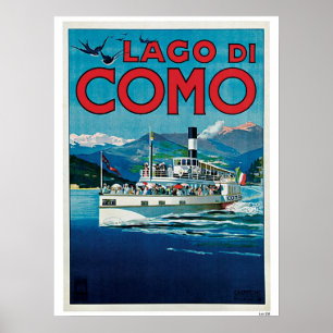 Vintage Como Lake Italiaans reisblad Poster