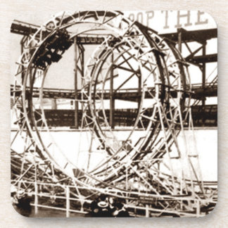Vintage Coney Island Roller Onderzetters Sepia Gif
