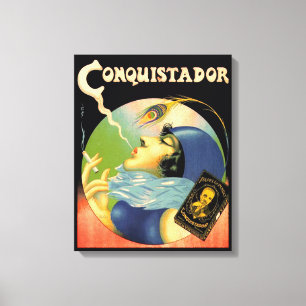 Vintage Conquistador Cigaretes Tobacco 1930 s Canvas Afdruk