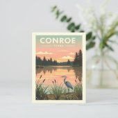 Vintage Conroe Texas Briefkaart (Staand voorkant)