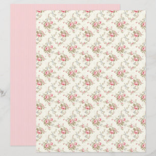 Vintage Coquette Roze Bloem Scrapbook Papier Velum