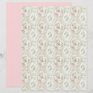 Vintage Coquette Roze Bloemen Papiersheet