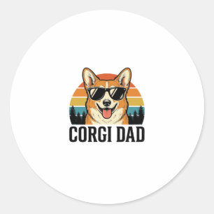 Vintage Corgi Vader Gravure Hond Liefhebber Shirt  Ronde Sticker