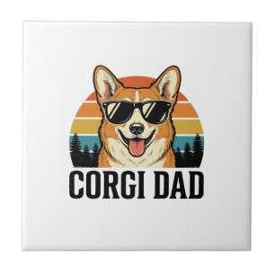 Vintage Corgi Vader Gravure Hond Liefhebber Shirt Tegeltje