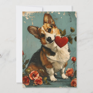 Vintage Corgi Valentijnsdag Feestdagenkaart
