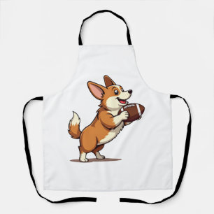 Vintage Corgi Voetbalhond Illustratie Retro Sport Schort