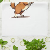 Vintage Corgi Voetbalhond Illustratie Retro Sport Theedoek (Gevouwen)