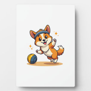 Vintage Corgi Volleybalhond Vector Illustratie S Fotoplaat