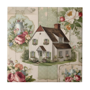 Vintage Cottage Bloemmotief Tegeltje