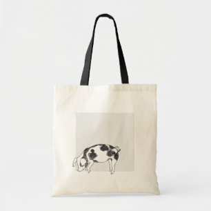 Vintage Cottagecore Varken Lijnkunst Minimalistisc Tote Bag