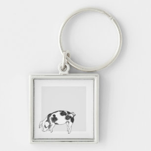 Vintage Cottagecore Varken LineArt Minimalistische Sleutelhanger