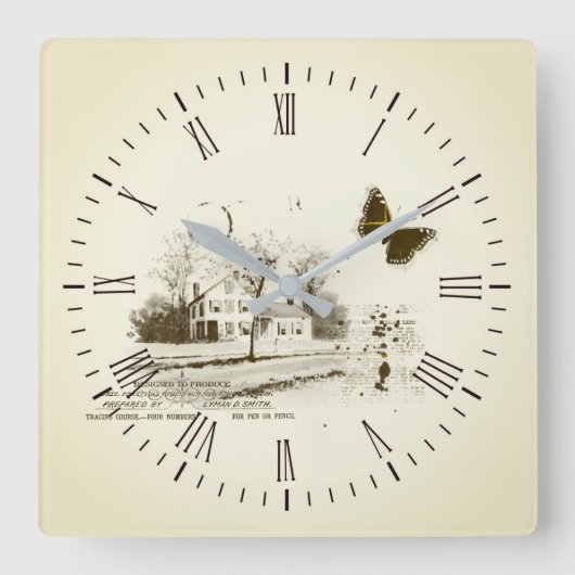 Vintage Country Home Collage Horloge murale (Recto)
