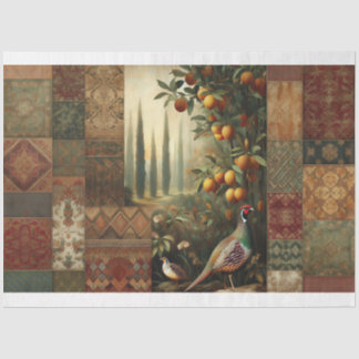 Vintage Countryside Pheasant Fruit Floral Tissuepapier