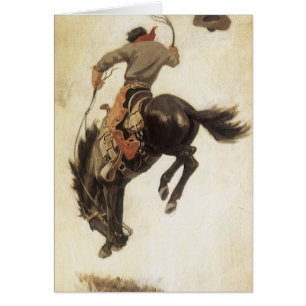 Vintage Cowboy, Bronco Buster Study par NC Wyeth