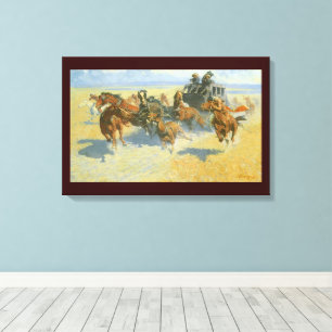 Vintage Cowboy, Downing the Nigh Leader, Remington Canvas Afdruk