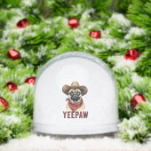 Vintage Cowboy Pug YeePaw Westerse Honden Illustra Sneeuwbol (Kerstmis)