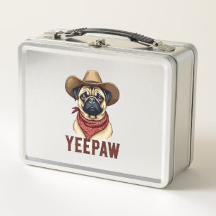 Vintage Cowboy Pug YeePaw Westerse Hondenillustrat