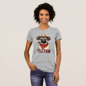 Vintage Cowboy Pug YeePaw Westerse Hondenillustrat T-shirt (Voorkant volledig)