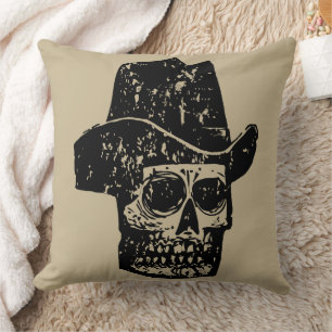 Vintage Cowboy Schedelprint met Oude Western Hoed Kussen