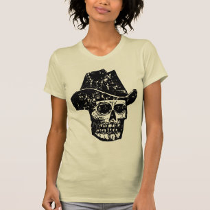 Vintage Cowboy Schedelprint met Oude Western Hoed T-shirt