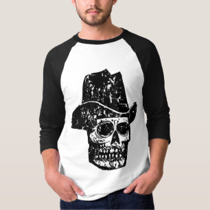 Vintage Cowboy Schedelprint met Oude Western Hoed T-shirt