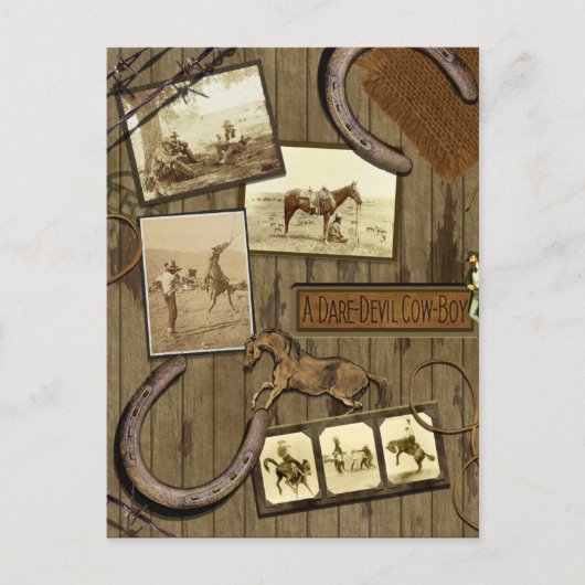 Vintage Cowboy Scrapbook Briefkaart (Voorkant)