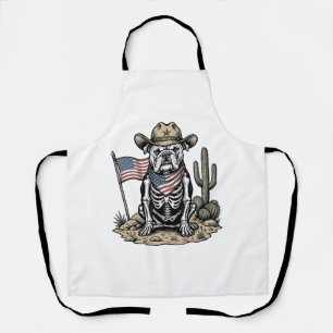 Vintage Cowboy Skelet Hond Patriottisch Shirt Ontw Schort