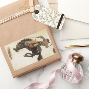 Vintage Cowboy, studie van Bronco Buster door NC W Rechthoekige Sticker
