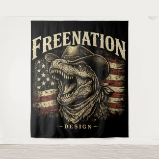Vintage Cowboy T-Rex Amerikaanse Vlag Wandkleed