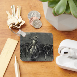 Vintage Cowboys, A Stampede door Frederic Remingto Sleutelhanger