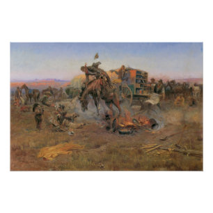 Vintage Cowboys, Camp Cook's Trouble door CM Russe Perfect Poster
