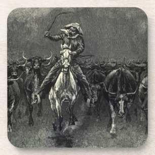 Vintage Cowboys, een Stampede door Frederic Reming Onderzetter