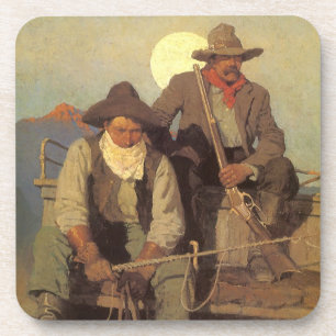 Vintage Cowboys, Het betaalstation door NC Wyeth Drankjes Onderzetter