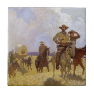 Vintage Cowboys, Het Parkman Outfit door NC Wyeth Tegeltje