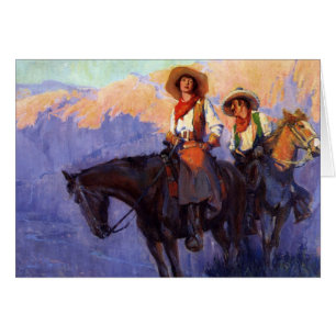 Vintage Cowboys, Man and Voman on Horses, Anderson