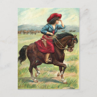 Vintage Cowgirl Briefkaart