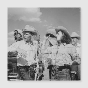 Vintage Cowgirl en Cowboy Foto Briefkaart